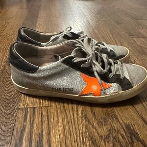 Golden Goose Sneakers in Gray and Black with Orange Star